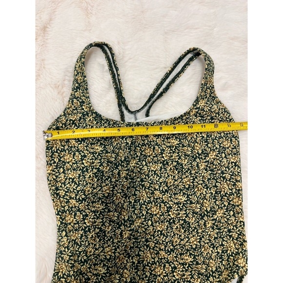 Vtg 90s Softouch Susan Fixel Floral Green Swimsuit High Cut Large Made In USA - Picture 6 of 10